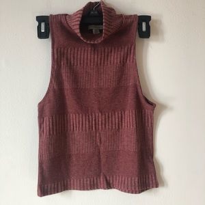 American Eagle Outfitters Sleeveless Ribbed Turtleneck Tank in Dusty Rose